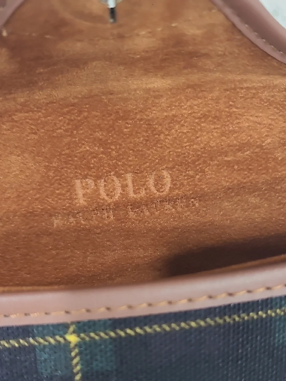 Polo by Ralph Lauren Plaid Case with Tan Leather Trim